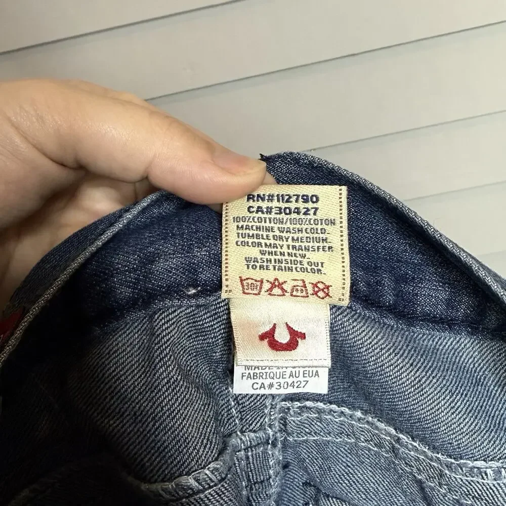 TRUE RELIGION BILLY SUPER T Big Flap Bootcut Relaxed Men's Jeans 34 x 33 NWT